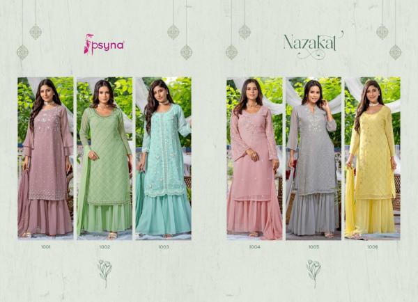 Psyna Nazakat Beautiful Wear Georgette  Kurti Sharara With Dupatta